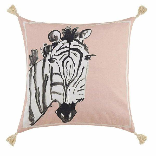 Puesta En Escena 18 x 18 in. Zebra Pink Prtd Pillow with Tassels 1886388